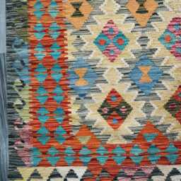 Classic Kilim Rug, Handmade Artisan Afghan Turkish Scandinavian Navajo Bohemian Wool Flatweave Multicolour Rug 203x127 cm - thumbnail 4