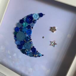 The Blue Moon, Button Art, Moon Theme Decor, Inspirational Star Wall Nursery Decor - thumbnail 3