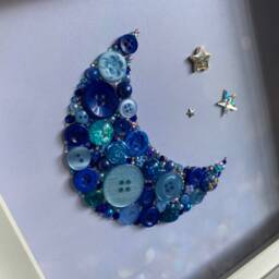 The Blue Moon, Button Art, Moon Theme Decor, Inspirational Star Wall Nursery Decor - thumbnail 2