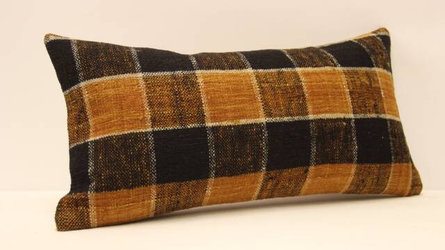 Vintage Wool Kilim Pillow Cover, Turkish Cushion, Art Deco Sofa - 10x20 - image 1