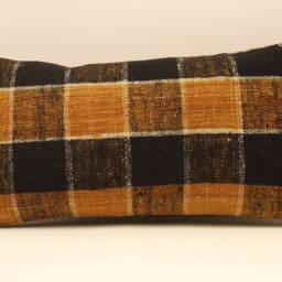 Vintage Wool Kilim Pillow Cover, Turkish Cushion, Art Deco Sofa - 10x20 - thumbnail 2