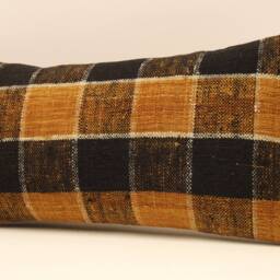 Vintage Wool Kilim Pillow Cover, Turkish Cushion, Art Deco Sofa - 10x20 - thumbnail 3