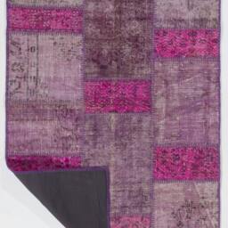 Liliac, Lavender & Pink Handmade Turkish Patchwork Rug - thumbnail 2