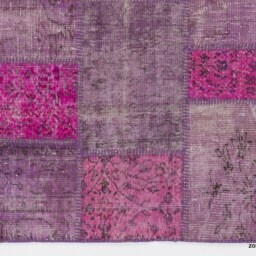 Liliac, Lavender & Pink Handmade Turkish Patchwork Rug - thumbnail 3