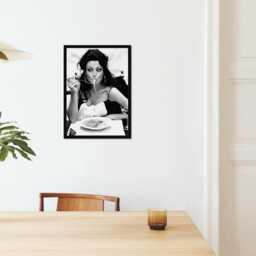 Vintage Girl Eating Spaghetti Italian Print, Luxury Fashion, Fine Art Photography Wall Art, Museum Quality Black & White Poster - thumbnail 2