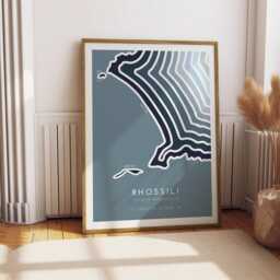 Rhossili Coastline Art Print Minimalist South Wales Coastal Map - Free Personalization - thumbnail 3