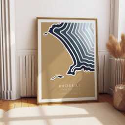 Rhossili Coastline Art Print Minimalist South Wales Coastal Map - Free Personalization - thumbnail 2