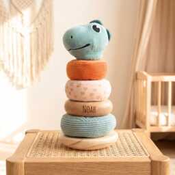 Stacking Tower, Children's Toy, Dinosaur, Montessori Baby Stacking 1St Birthday Boy, Gift, Wooden Toy