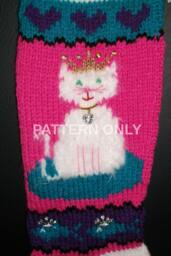 PDF Pattern Only Hand Knitted Princess Kitty Christmas Stocking