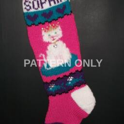 PDF Pattern Only Hand Knitted Princess Kitty Christmas Stocking - thumbnail 2