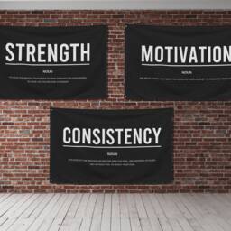 Motivational 3 Piece Wall Art Fabric Banners For Home Gym, Gym Art, Sign, Banners, Decor, Flags, At Decor - thumbnail 3