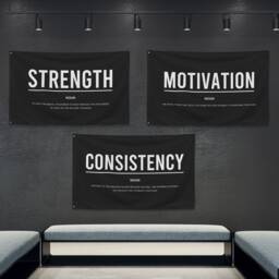 Motivational 3 Piece Wall Art Fabric Banners For Home Gym, Gym Art, Sign, Banners, Decor, Flags, At Decor - thumbnail 2