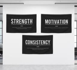 Motivational 3 Piece Wall Art Fabric Banners For Home Gym, Gym Art, Sign, Banners, Decor, Flags, At Decor - thumbnail 1