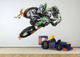 Motocross Dirt Bike Wall Decal Action Graphic, Durable Vinyl - 28x34 Inches Mc309 - thumbnail 1