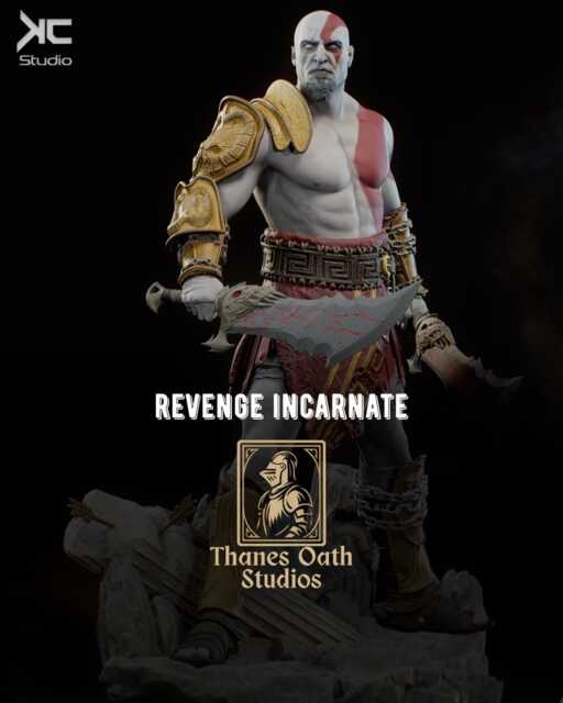 Revenge Incarnate - God-Slayer Mythic Dark Fantasy Kratos Resin Figure 16K - image 1