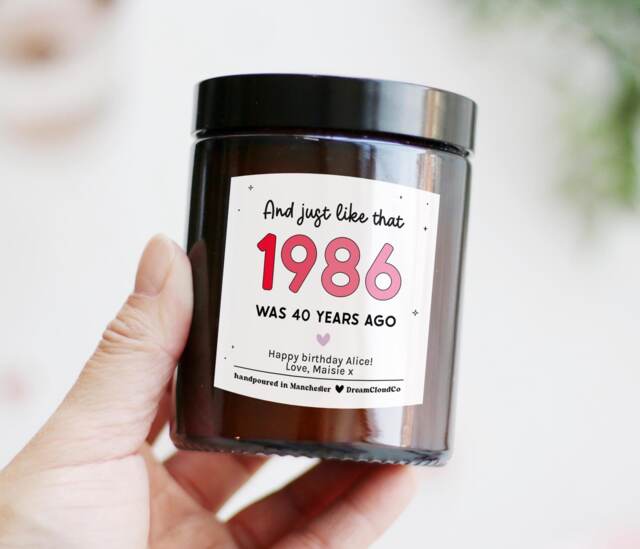 Funny 40Th Birthday Gift For Daughter Friend Born in 1986 Personalized Candle - Forty Her Best University School - image 1