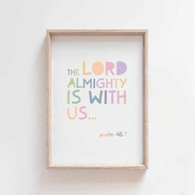 The Lord Is With Us Print, Kids Christian Wall Art, Girls Bedroom, Bible Verse Prints, Nursery Scripture Faith Prints - image 1