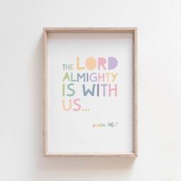 The Lord Is With Us Print, Kids Christian Wall Art, Girls Bedroom, Bible Verse Prints, Nursery Scripture Faith Prints - thumbnail 1