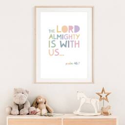 The Lord Is With Us Print, Kids Christian Wall Art, Girls Bedroom, Bible Verse Prints, Nursery Scripture Faith Prints - thumbnail 3