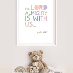 The Lord Is With Us Print, Kids Christian Wall Art, Girls Bedroom, Bible Verse Prints, Nursery Scripture Faith Prints - thumbnail 2