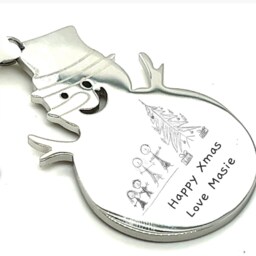 Personalised Snowman Christmas Tree Decoration - Stainless Steel Tree Ornaments For Winter Engraved Seasonal Festive Gift Name Decor - thumbnail 3