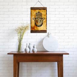 Hamsa Hand Ancient Kabbalah Evil Eye Protection Charm Talisman Wood Framed Canvas Print, Judaism Talmud Torah Beliefs, The Book Of Zohar - thumbnail 3