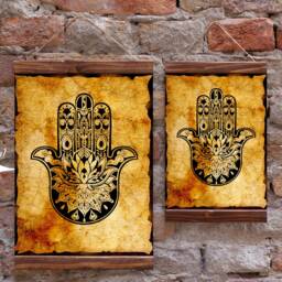 Hamsa Hand Ancient Kabbalah Evil Eye Protection Charm Talisman Wood Framed Canvas Print, Judaism Talmud Torah Beliefs, The Book Of Zohar - thumbnail 2