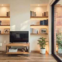 Solid Wood Tv Unit With Metal Legs/Rustic Handmade Timber Stand Coffee Table Chunky - thumbnail 2