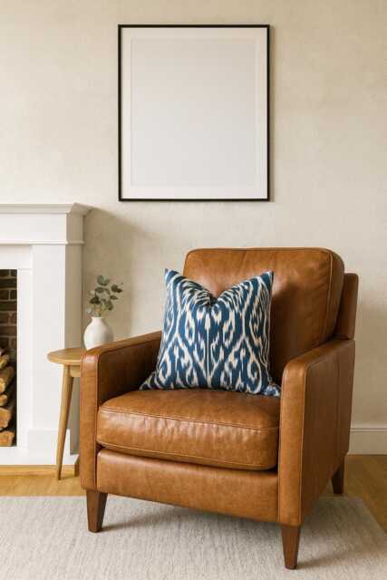 Handwoven Silk Ikat Pillow Cover Modern Accent Cushion, 20x20 - image 1