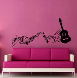 Wall Decals Music Guitar Sounds Musical Notes Interior Design Home Art Mural Vinyl Decal Sticker Kids Nursery Baby Room Decor M113 - thumbnail 1