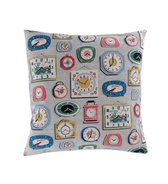 "Cushion Cover in Cath Kidston Grey Clocks 14"" 16"" 18"" 20" - image 1