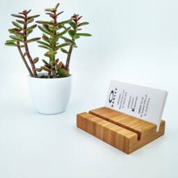 Double Wood Business Card Holder. Bamboo Multiple Stand. Office Display - thumbnail 2