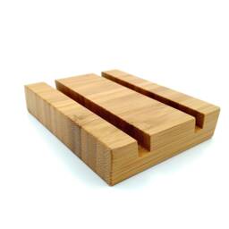 Double Wood Business Card Holder. Bamboo Multiple Stand. Office Display - thumbnail 3