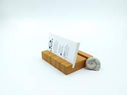 Double Wood Business Card Holder. Bamboo Multiple Stand. Office Display