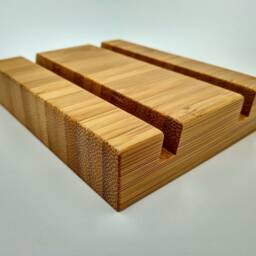 Double Wood Business Card Holder. Bamboo Multiple Stand. Office Display - thumbnail 4