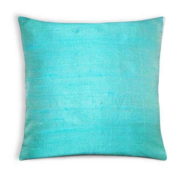Aqua Raw Dupion Silk Pillow Cover - Decorative Throw - image 1