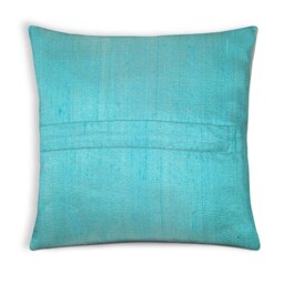 Aqua Raw Dupion Silk Pillow Cover - Decorative Throw - thumbnail 2