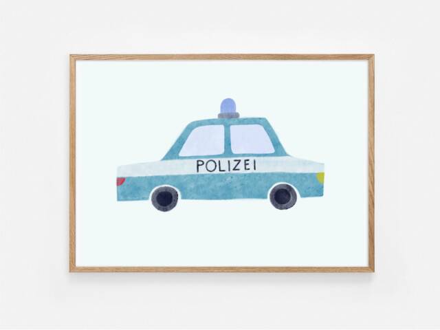 P O S T E R/K I N D R/ Children's Room/ Wall/ A U O/ Mobile/ Police/ Blue Car/ Wall Decoration