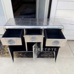 Tieetdye Aviator Trunk Cabinet Vintage Aluminum Sideboard With Hidden Storage - thumbnail 2