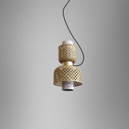 Handmade Woven Bamboo Pendant Lamp Minimalist Home Decor - thumbnail 2