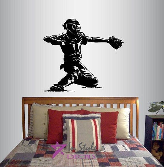 In-Style Decals Wall Vinyl Decal Home Decor Art Sticker Baseball Catcher Player Sports Sportsman Boy Man Room Removable Mural Design 848 - image 1