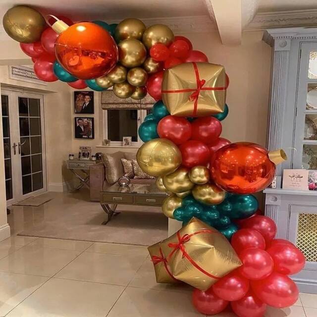 Christmas Balloon Garland Kit Red, Green & Gold Party Decor - image 1