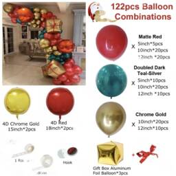 Christmas Balloon Garland Kit Red, Green & Gold Party Decor - thumbnail 2