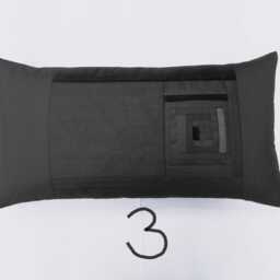 Black Cushion Cover, 65/34 cm Patchwork, Various Black Fabrics, Lined & With Concealed Zipper - thumbnail 3