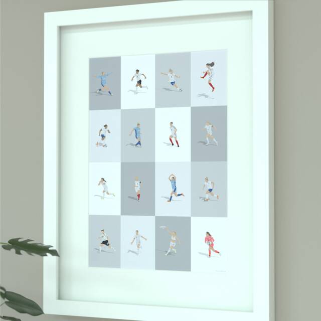 England Women's National Team Football Legends Illustrated Art Print - Lionesses Icons Poster Gift - image 1
