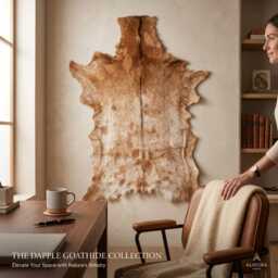 Genuine Brown White Goat Skin Rug - Natural Animal Hide Throw, Rustic Decor - thumbnail 2