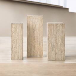 Pedestal Travertine, Custom Size Stone Block Pedestal, Side Table - End Table, Aesthetic Natural Pedestal Plinth