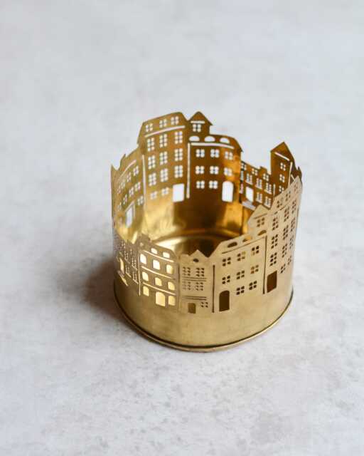 Brass Townhouse Tealight Holder - Mini Candle House, Cosy Home Decor - image 1