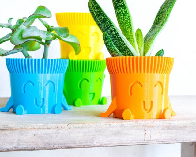 Colorful Cute Planter - Sitting Plant Pot Succulent Face Beautiful Gift Idea - image 1