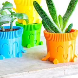 Colorful Cute Planter - Sitting Plant Pot Succulent Face Beautiful Gift Idea - thumbnail 3